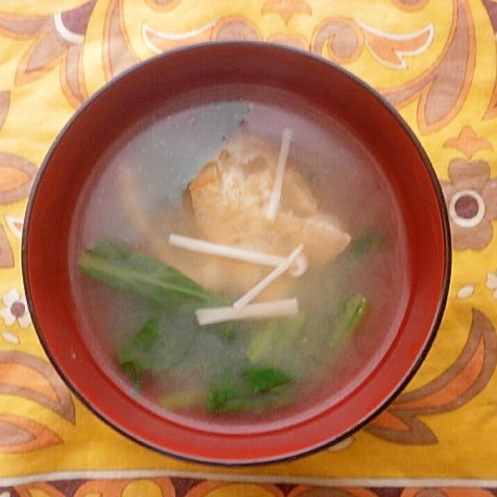 ほうれん草・えのき・油揚げの味噌汁